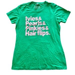 Green Graphic Tee with Pink Text